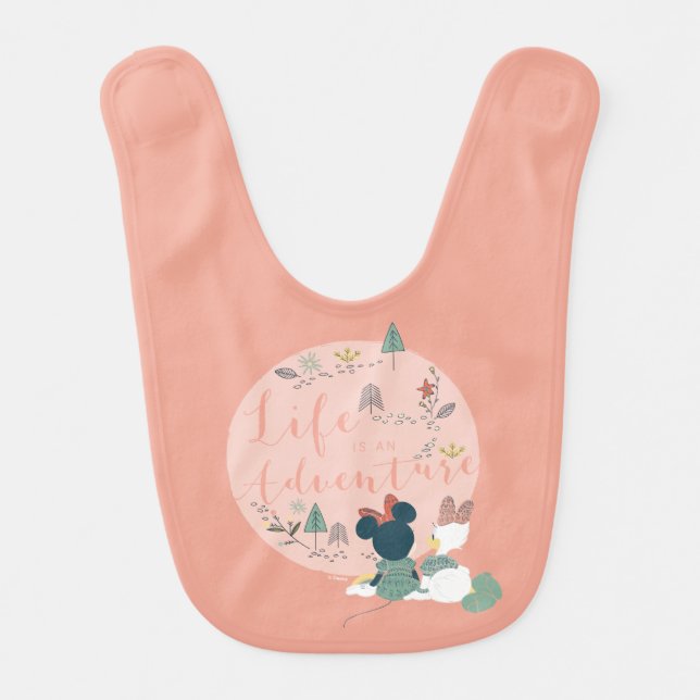Minnie Mouse & Daisy Duck | Life is an Adventure Baby Bib (Front)