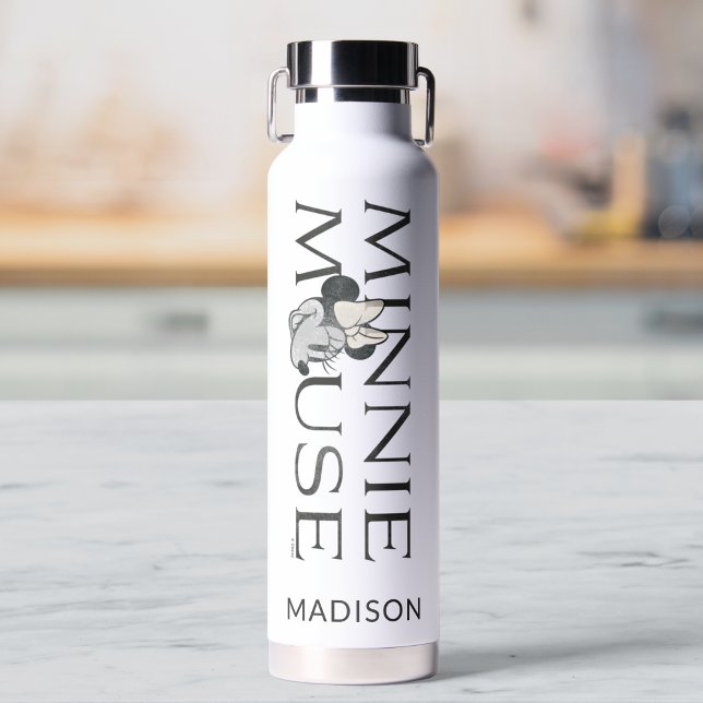 Minnie Mouse | Distressed Text | Add Your Name Water Bottle (Creator Uploaded)
