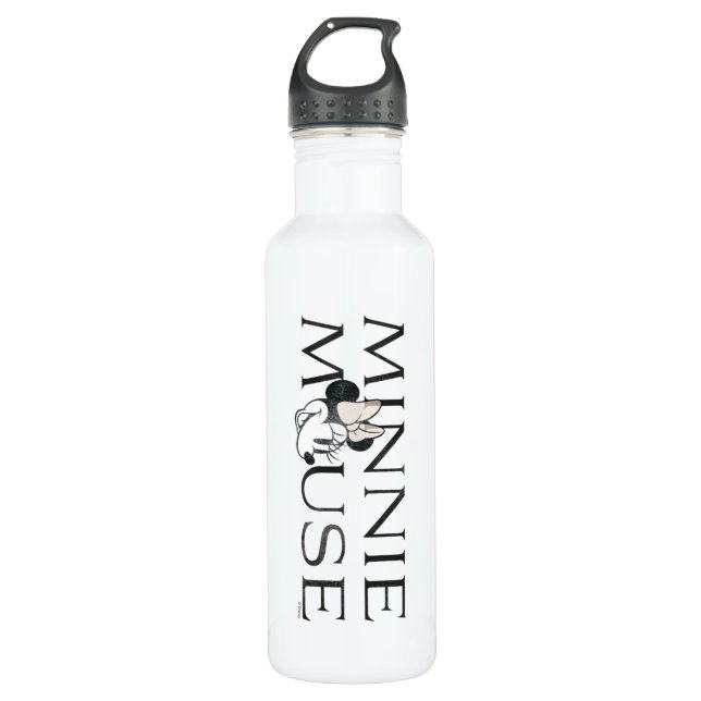 Minnie Mouse | Distressed Text Stainless Steel Water Bottle (Front)