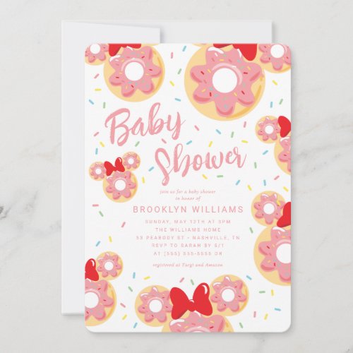 Minnie Mouse  Donut Baby Baby Shower Invitation