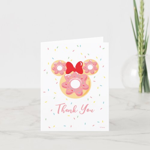 Minnie Mouse  Donut Sweet One _ First Birthday Thank You Card