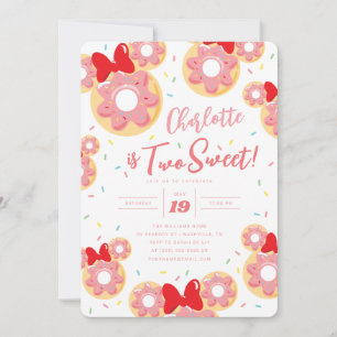 Minnie Mouse   Donut Two Sweet - 2nd Birthday Invitation