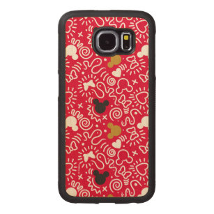 Minnie Mouse   Doodle Pattern Carved Wood Samsung Galaxy S6 Case