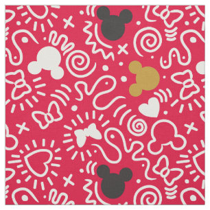 Minnie Mouse   Doodle Pattern Fabric