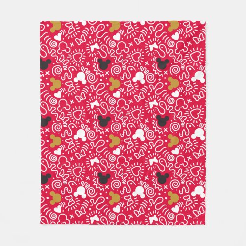 Minnie Mouse  Doodle Pattern Fleece Blanket
