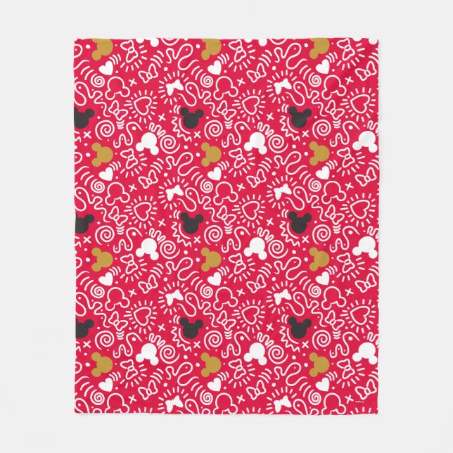 Minnie Mouse | Doodle Pattern Fleece Blanket (Front)