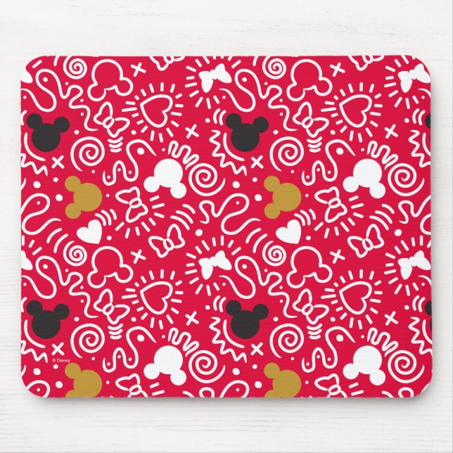 Minnie Mouse | Doodle Pattern Mouse Pad (Front)