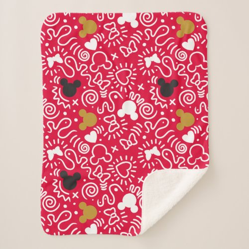 Minnie Mouse  Doodle Pattern Sherpa Blanket