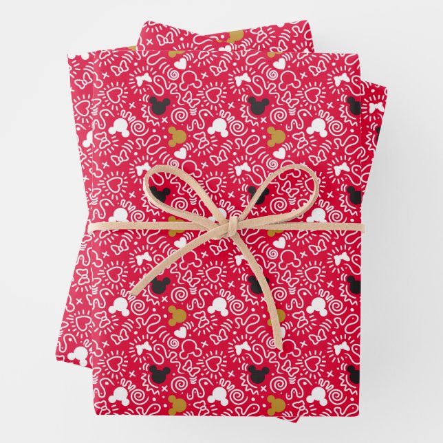 Minnie Mouse | Doodle Pattern Wrapping Paper Sheets (In situ)