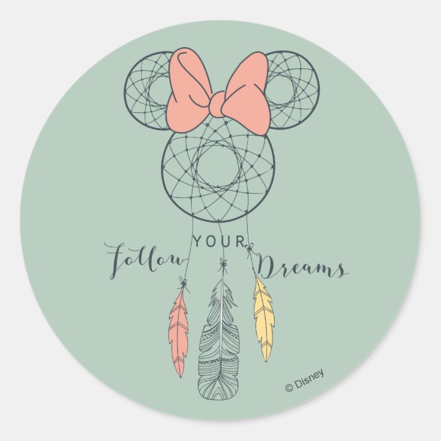 Minnie Mouse Dream Catcher | Follow Your Dreams Classic Round Sticker (Front)