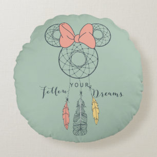 Minnie Mouse Dream Catcher Follow Your Dreams Round Pillow