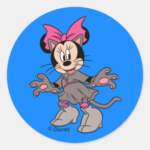 Minnie Mouse Dressed as Cute Cat Classic Round Sticker