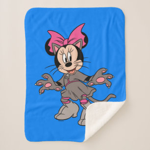 Minnie Mouse Dressed as Cute Cat Sherpa Blanket