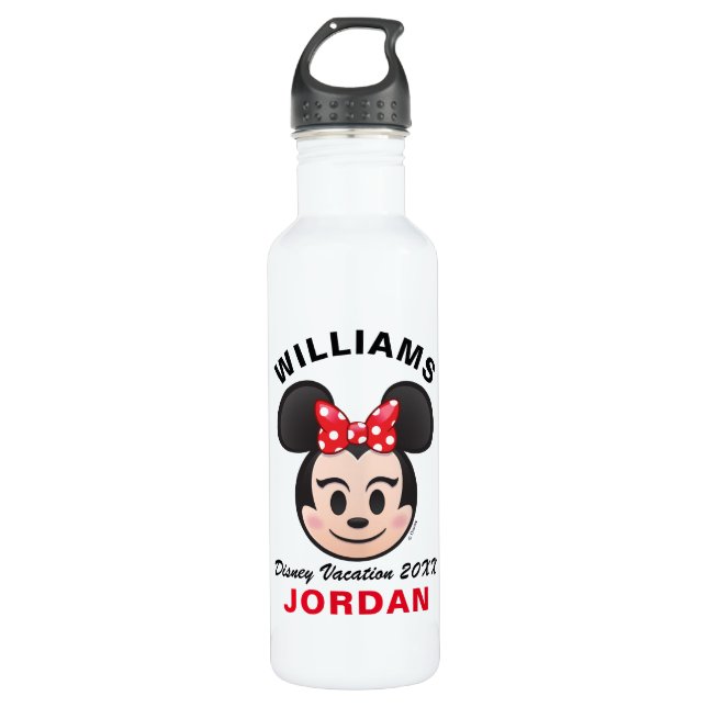 Minnie Mouse Emoji | Family Vacation Stainless Steel Water Bottle (Front)