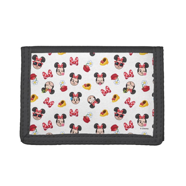 Minnie Mouse Emoji Pattern Tri-fold Wallet (Front)