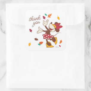Minnie Mouse Fall Harvest Birthday Thank You Square Sticker