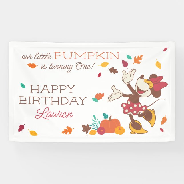 Minnie Mouse Fall Harvest First Birthday Banner (Horizontal)