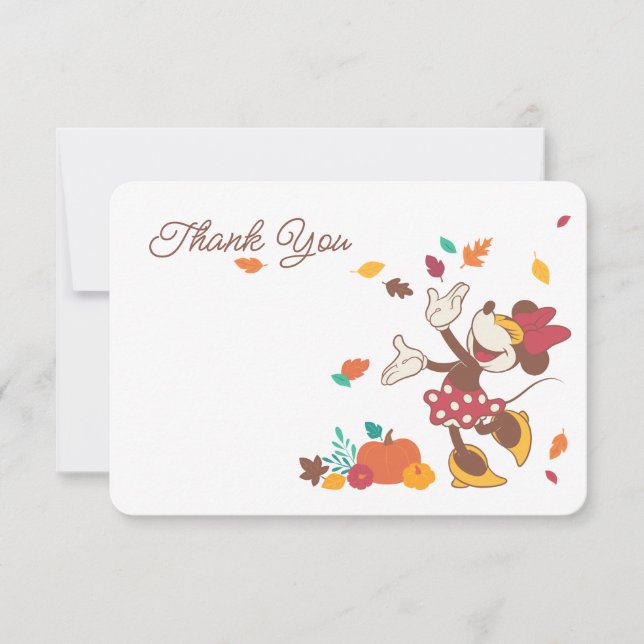 Minnie Mouse Fall Harvest Pumpkin Thank You Card (Front)