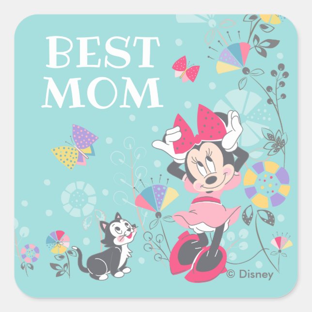Minnie Mouse & Figaro - Happy Mother's Day Square Sticker (Front)