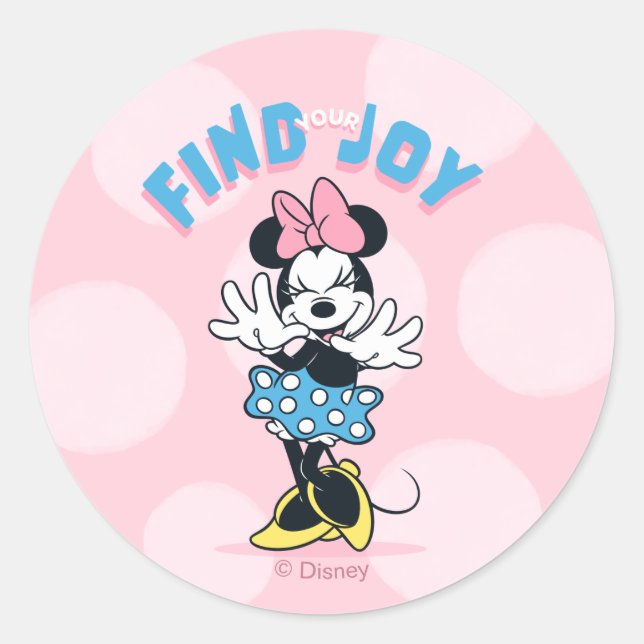 Minnie Mouse Find Your Joy Classic Round Sticker (Front)