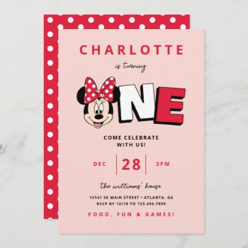 Minnie Mouse First Birthday  Invitation by MickeyAndFriends at Zazzle