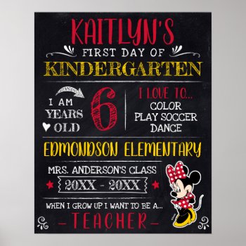Minnie Mouse | First Or Last Day Of School Poster by MickeyAndFriends at Zazzle