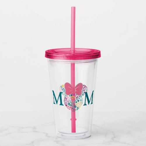 Minnie Mouse Floral Icon _ Happy Mothers Day Acrylic Tumbler