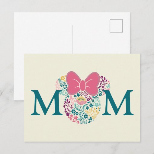 Minnie Mouse Floral Icon - Happy Mother's Day Postcard | Zazzle