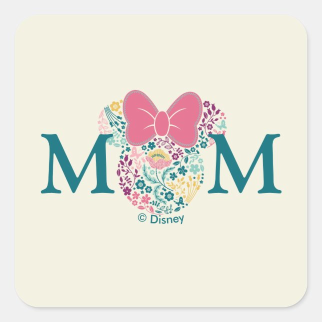 Minnie Mouse Floral Icon - Happy Mother's Day Square Sticker (Front)
