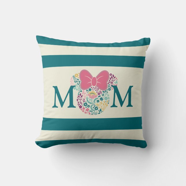 Minnie Mouse Floral Icon - Happy Mother's Day Throw Pillow (Front)