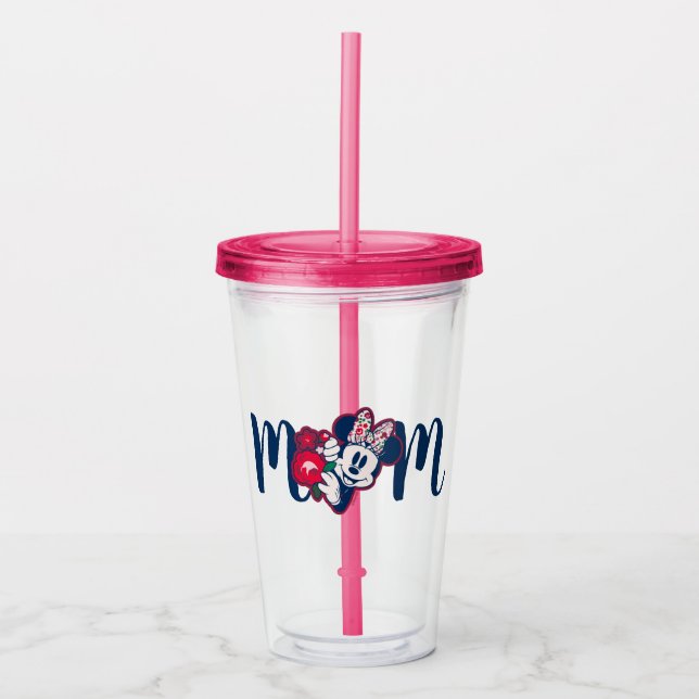 Minnie Mouse Floral Pattern - Happy Mother's Day Acrylic Tumbler (Front)