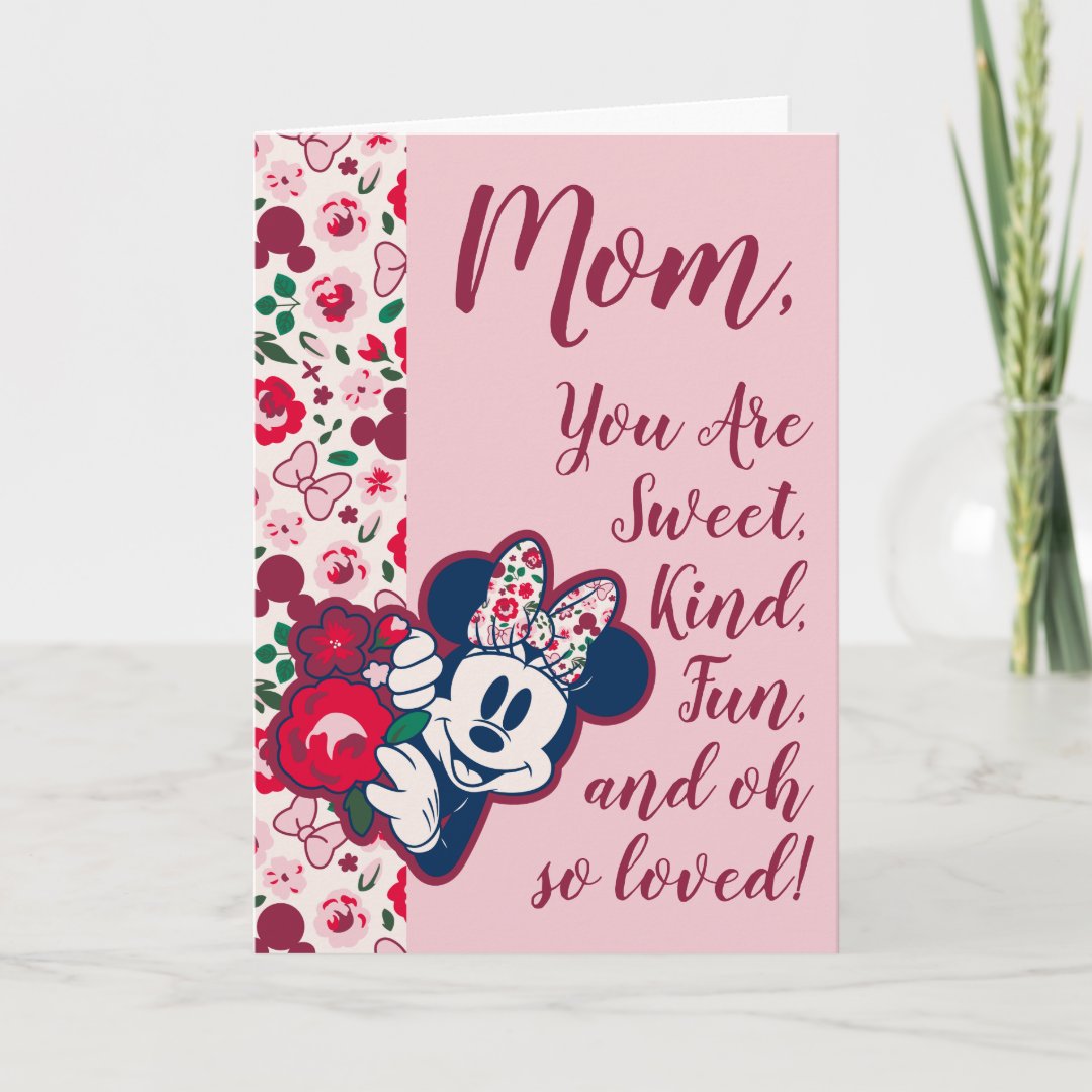 Minnie Mouse Floral Pattern - Happy Mother's Day Card | Zazzle