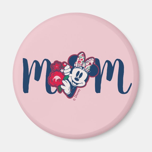 Minnie Mouse Floral Pattern - Happy Mother's Day Magnet (Front)