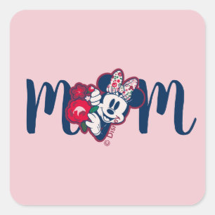 Minnie Mouse Floral Pattern - Happy Mother's Day Square Sticker