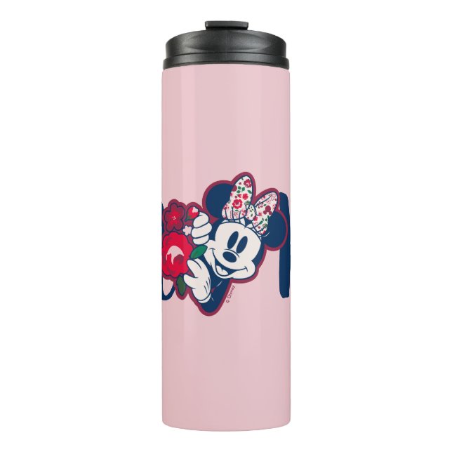 Minnie Mouse Floral Pattern - Happy Mother's Day Thermal Tumbler (Front)
