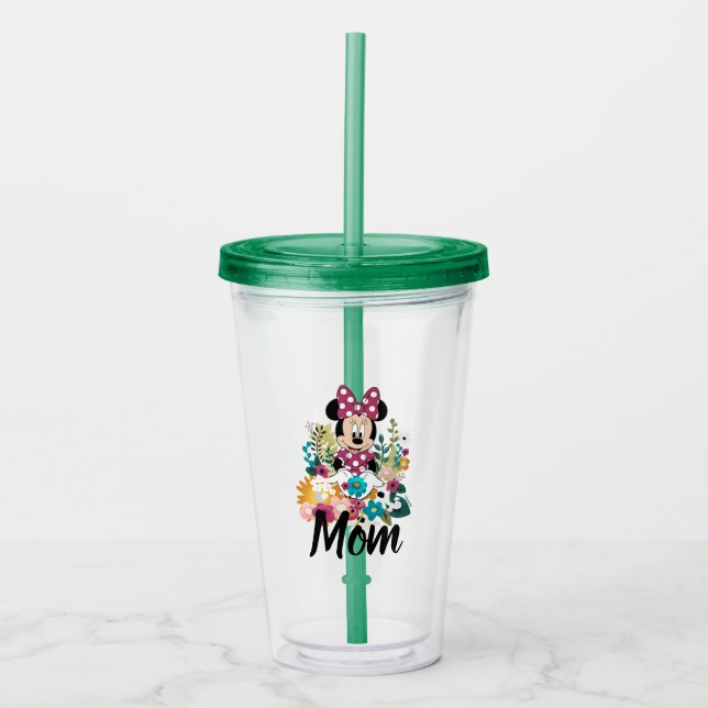 Minnie Mouse - Flowers for Mom Acrylic Tumbler (Front)