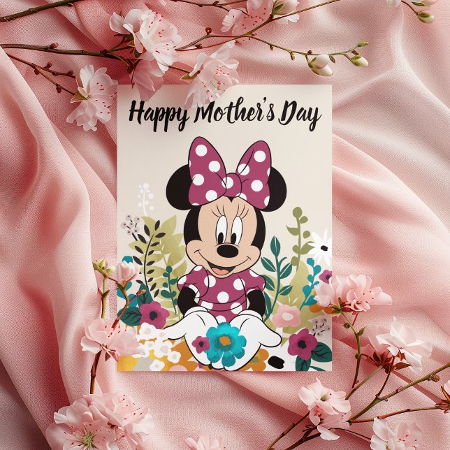 Minnie Mouse - Flowers for Mom Card (Card on table)