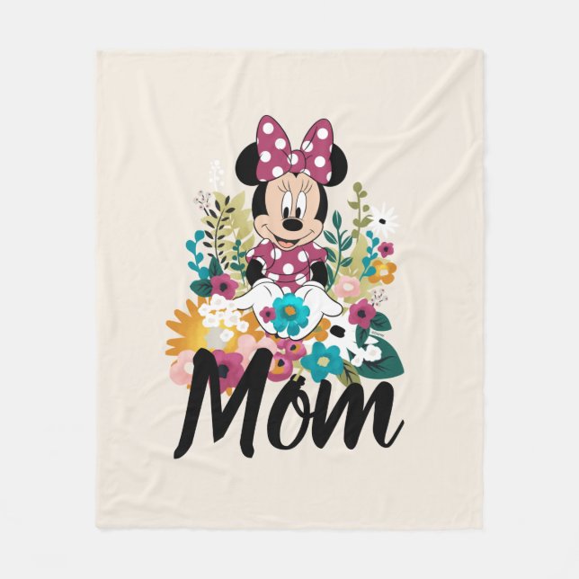 Minnie Mouse - Flowers for Mom Fleece Blanket (Front)