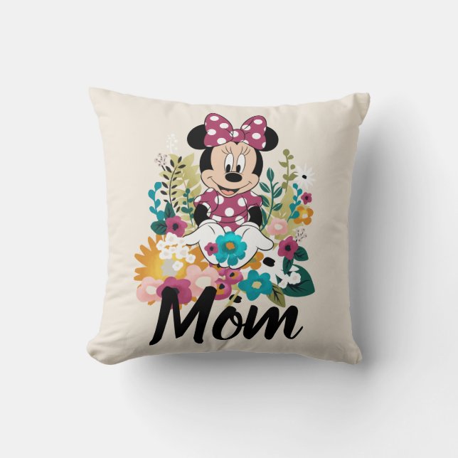 Minnie Mouse - Flowers for Mom Throw Pillow (Front)