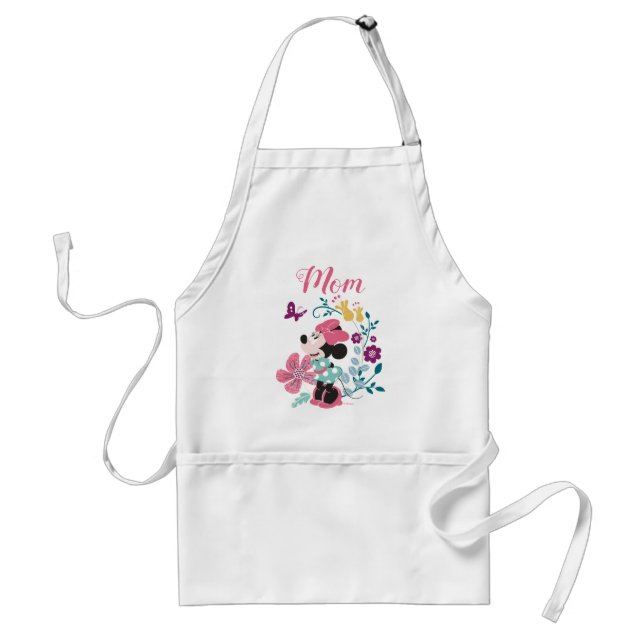 Minnie Mouse & Flowers - Happy Mother's Day Adult Apron (Front)