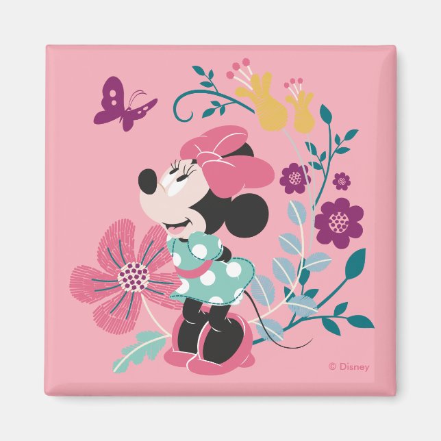Minnie Mouse & Flowers - Happy Mother's Day Magnet (Front)