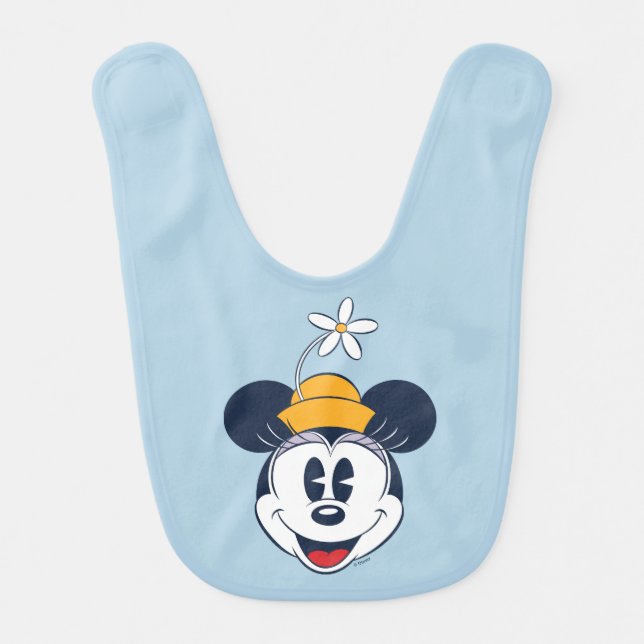 Minnie Mouse | Fun Flower Hat Baby Bib (Front)