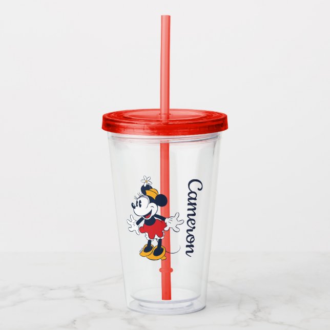 Minnie Mouse | Fun Flower Hat Pose Acrylic Tumbler (Front)