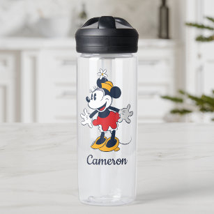 Minnie Mouse   Fun Flower Hat Pose   Add Your Name Water Bottle
