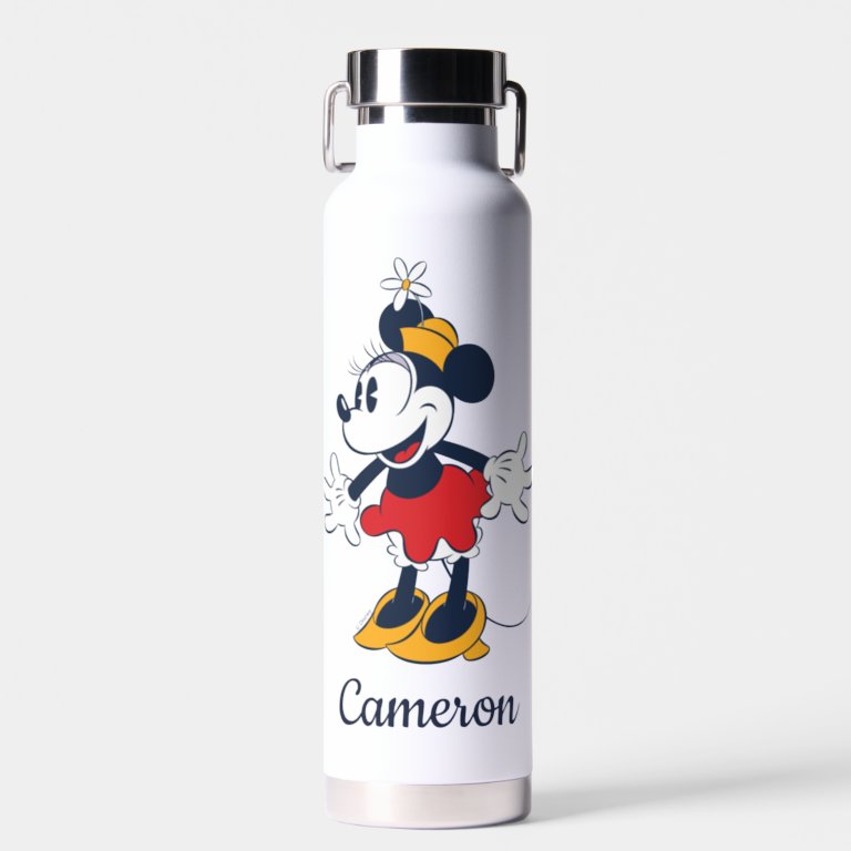 Minnie Mouse | Fun Flower Hat Pose | Add Your                    Name Water Bottle