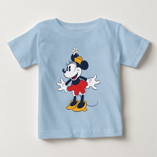 Minnie Mouse | Fun Flower Hat Pose Baby T-Shirt (Front)