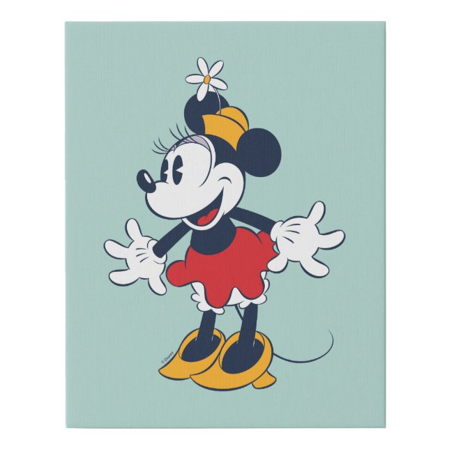 Minnie Mouse | Fun Flower Hat Pose Faux Canvas Print (Front)