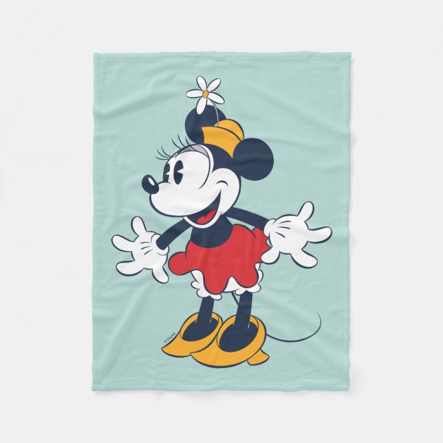 Minnie Mouse | Fun Flower Hat Pose Fleece Blanket (Front)