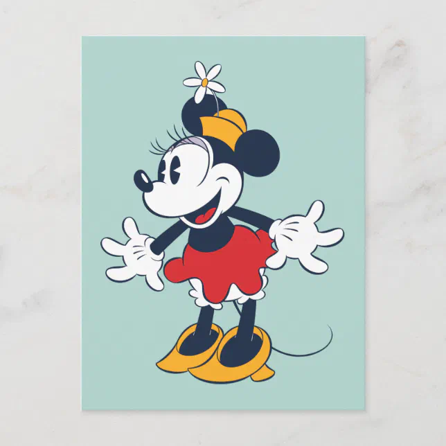 Minnie Mouse Fun Flower Hat Pose Postcard Zazzle