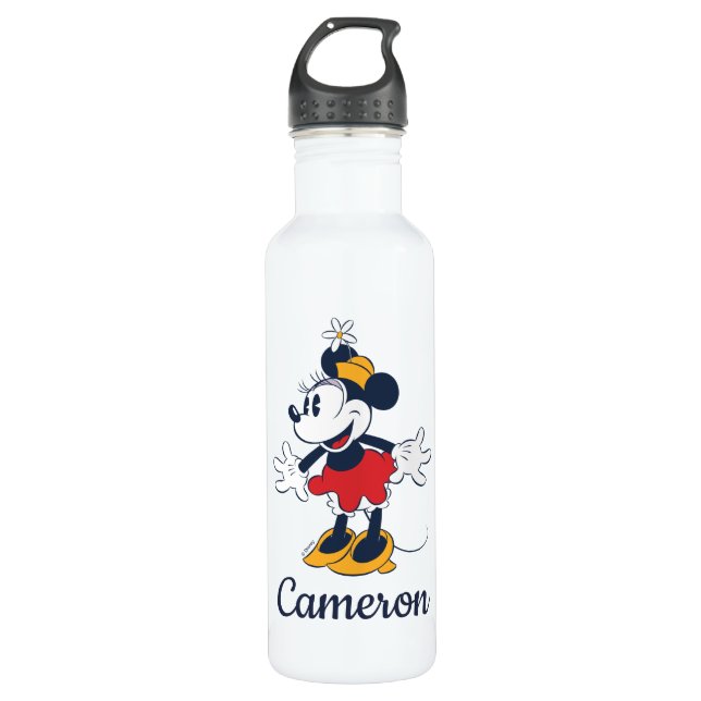 Minnie Mouse | Fun Flower Hat Pose Stainless Steel Water Bottle (Front)